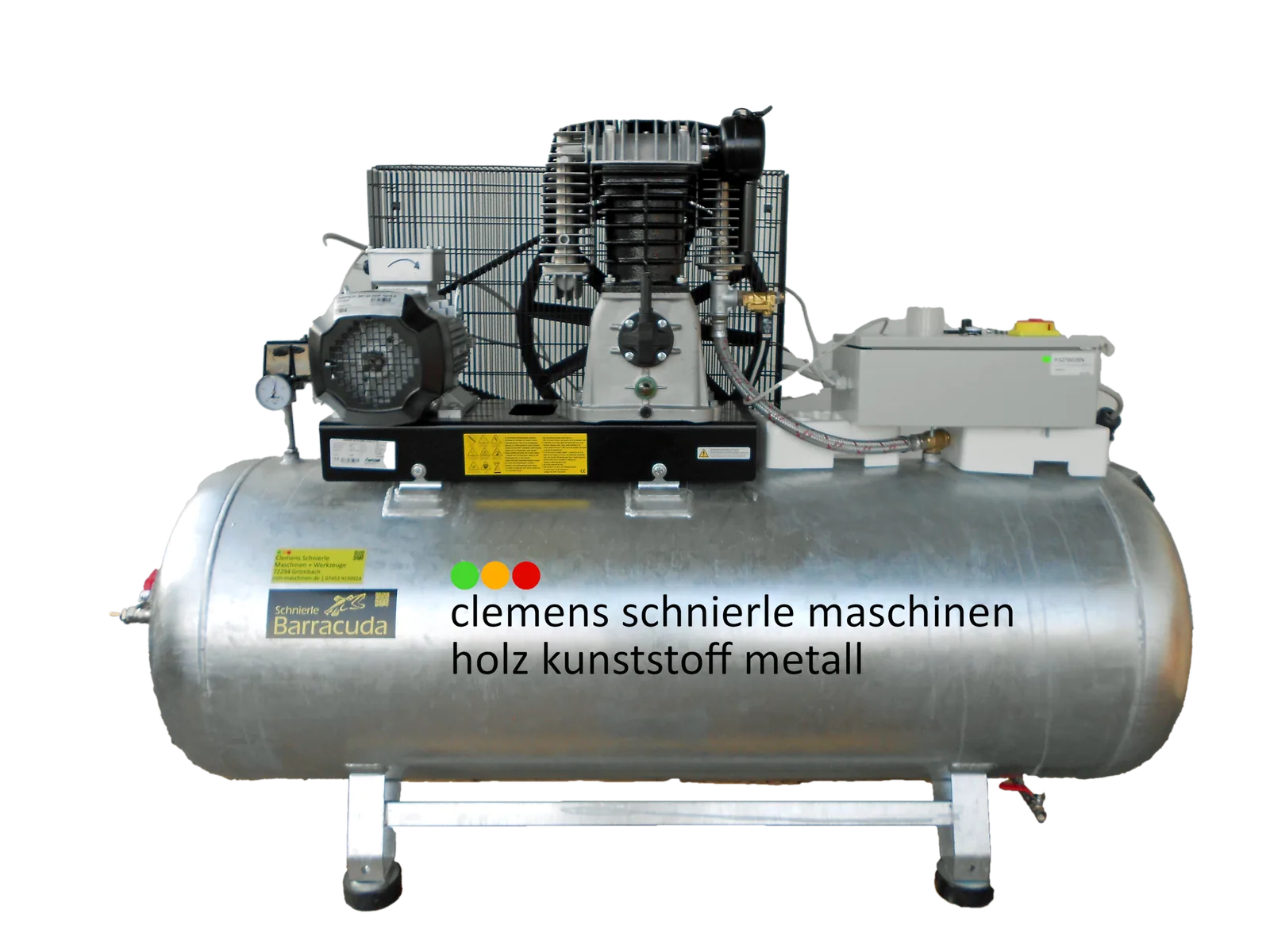 Liegender Kolbenkompressor mit verzinktem Kessel, Motor und Steuerkasten